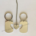 Custom Two Dog Tag Keyrings w/ Hearts Necklace