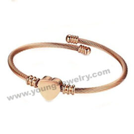 Twisted Rose Gold Wire Cuff w/ Heart Custom Bangles