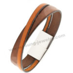 Twist Coffee Leather w/ Photo Engraved Bracelet