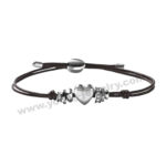 Black Rope w/ Cute Heart Personalized Bracelets for Her