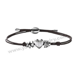 Black Rope w/ Cute Heart Personalized Bracelets for Her