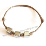 Custom Three Vertical Angle Cube w/ Light Brown Rope Bracelets