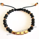 Alabaster Beads & Lions Charm w/ Custom ID Bracelets for Him