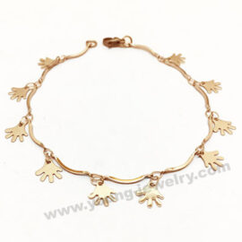 Fashion Slim Chain w/ Rose Gold Sweet Hands Charm Bracelet