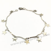 Steel Slim Chain w/ Silver Star Charm Bracelet