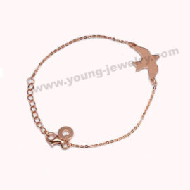 Rose Gold Chain & Engraved Pigeon Charm Bracelet