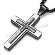 Steel 3 in 1 Part Black Plated Cross Pendant Jewelry Factory in China