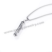 Men's Classic Cylinder Open Steel Perfume Bottle Pendant Urn Memorial Silver Necklace