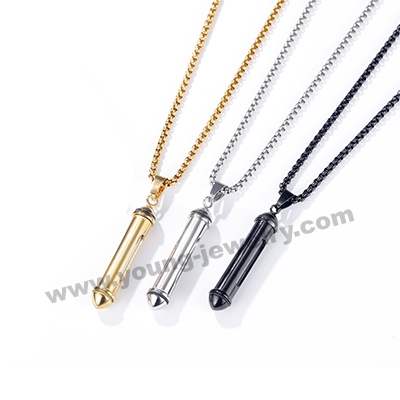 Men's Classic Cylinder Open Steel Perfume Bottle Pendant Urn Memorial 3 Necklace