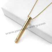 Steel Cylinder Urn Necklace Pet Essential Oil Pendant Perfume Bottle Gold Pendant