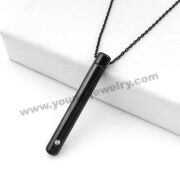 Steel Cylinder Urn Necklace Pet Essential Oil Pendant Perfume Bottle Black Pendant