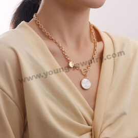 Punk Niche Design Mother-of-pearl Trend Alloy Sweater Necklace