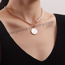 European and American Niche Splicing Imitation Mother-of-pearl Cold Wind Pearl Necklace