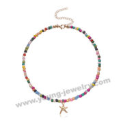 Best Selling Colored Rice Beads Elegant Alloy Butterfly Starfish Necklace