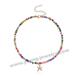 Best Selling Colored Rice Beads Elegant Alloy Butterfly Starfish Necklace