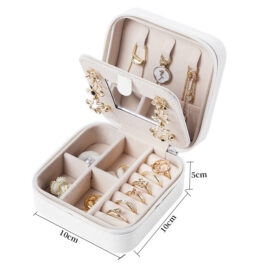 Square Case and Organizer with Mirror Gift for Women and Girls Travel Jewelry