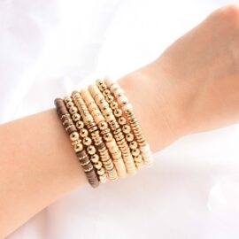 Bohemian letter simple gold-plated handmade beaded ethnic style stacking bracelet