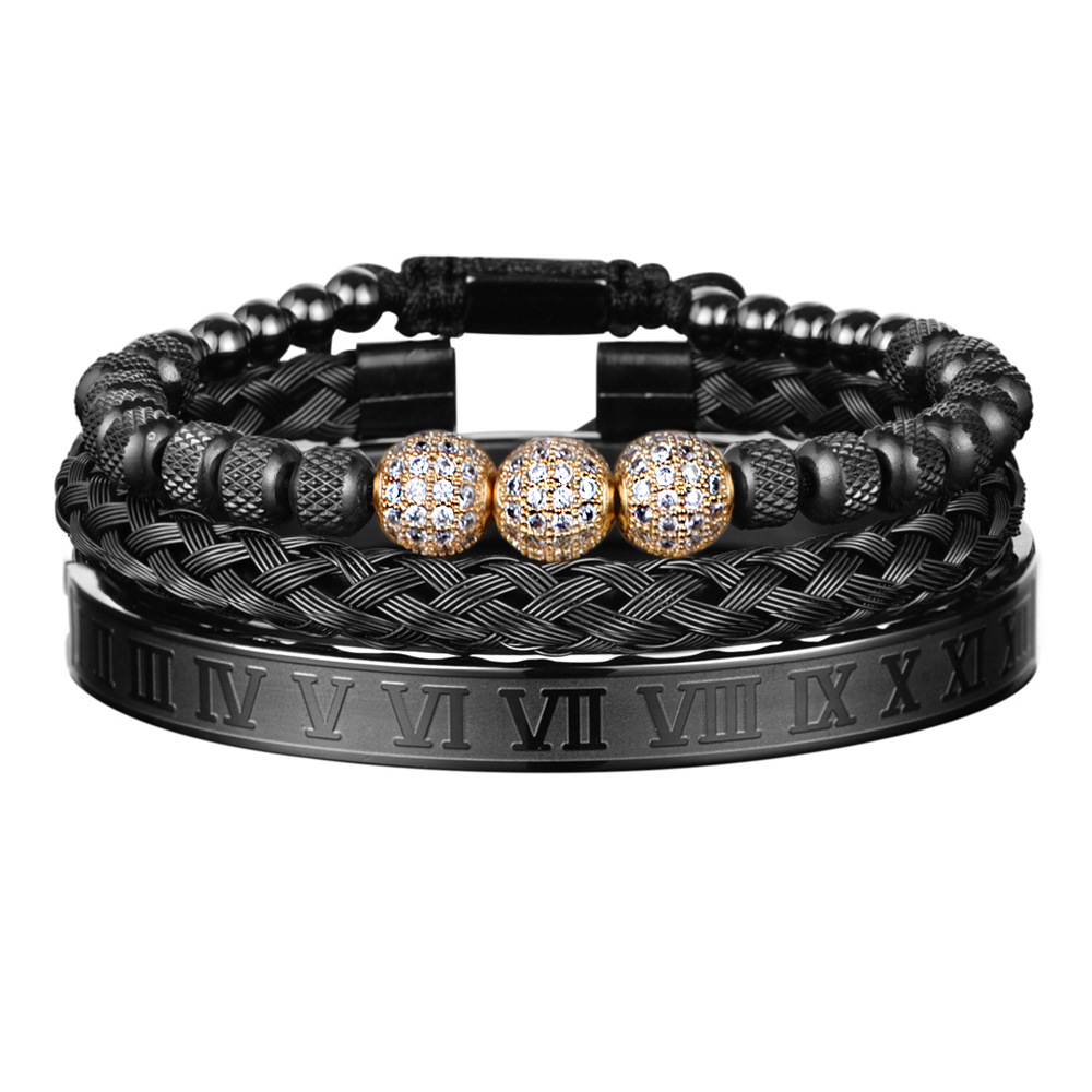 Hot Selling Diamond Set Stainless Steel Light Luxury Men's Bracelet - Image 2