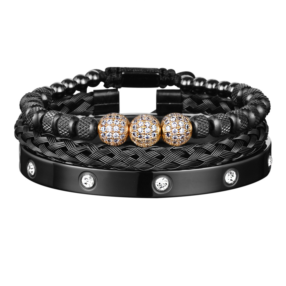 Hot Selling Diamond Set Stainless Steel Light Luxury Men's Bracelet - Image 5
