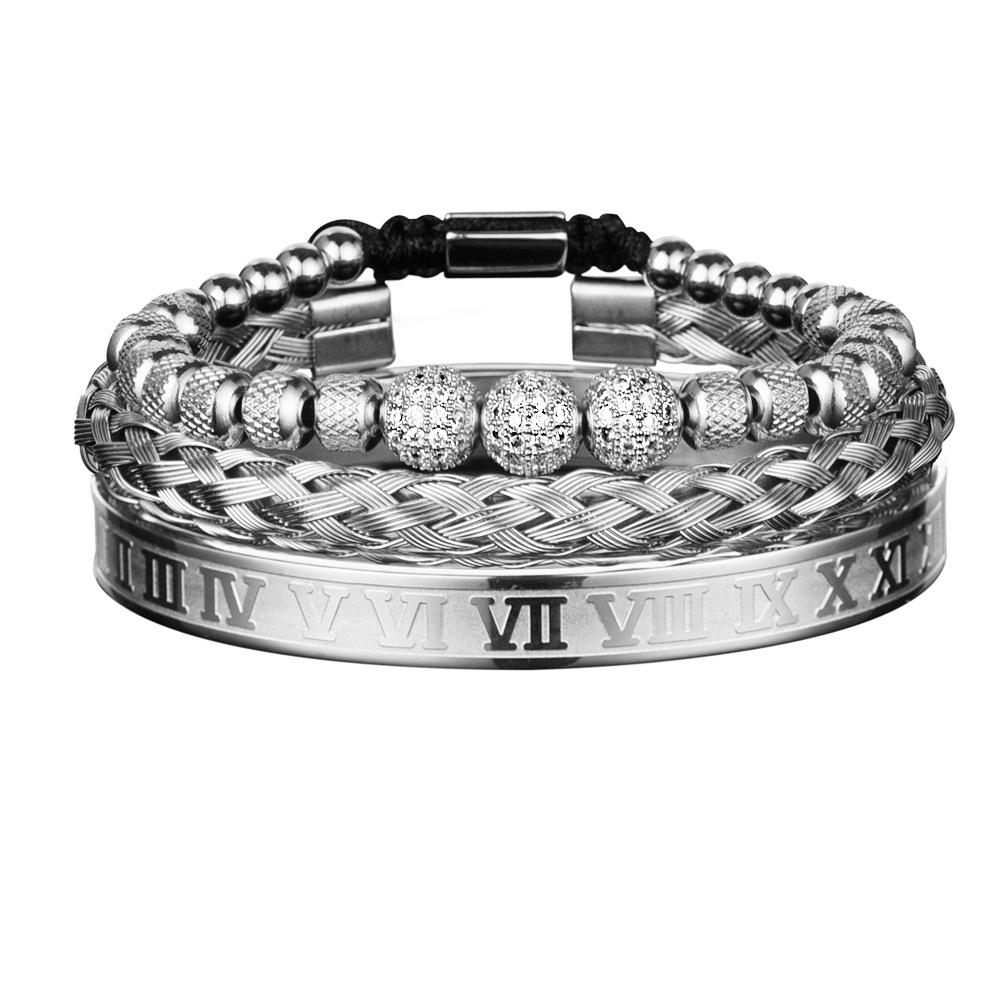 Hot Selling Diamond Set Stainless Steel Light Luxury Men's Bracelet - Image 6
