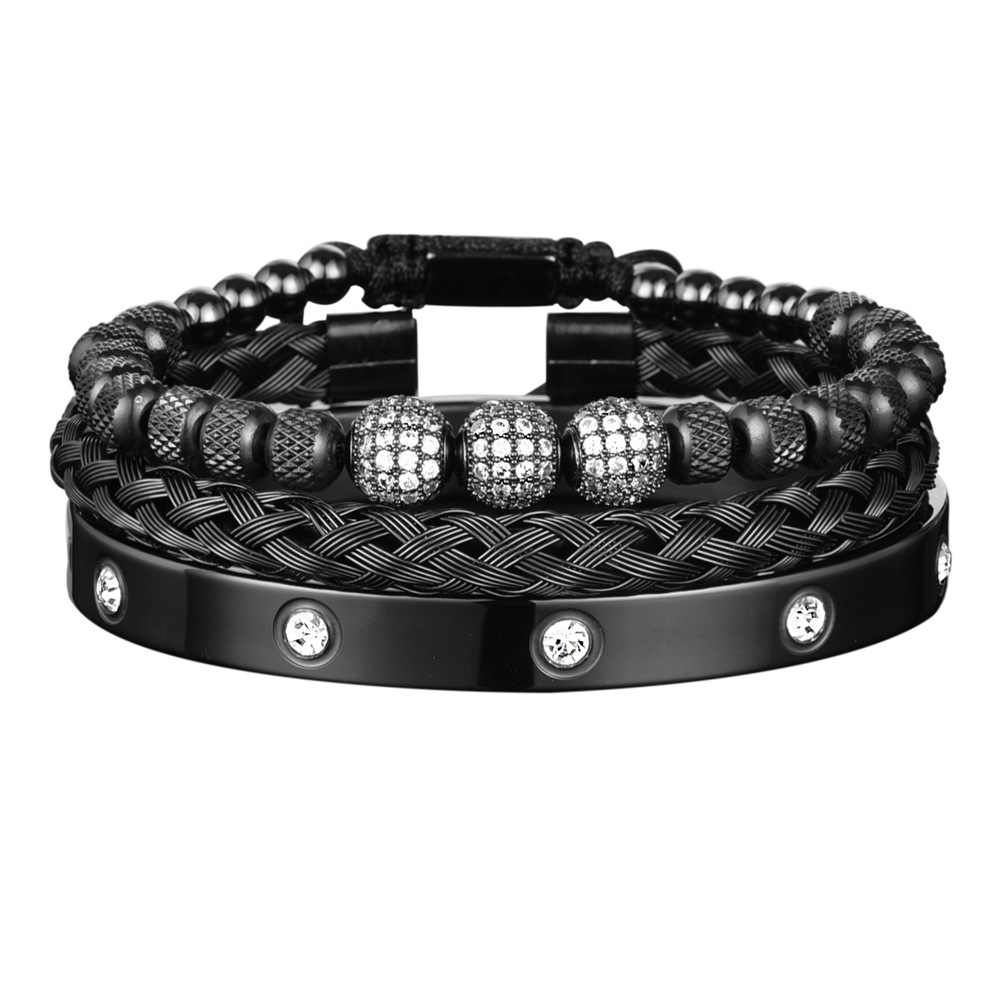 Hot Selling Diamond Set Stainless Steel Light Luxury Men's Bracelet - Image 7