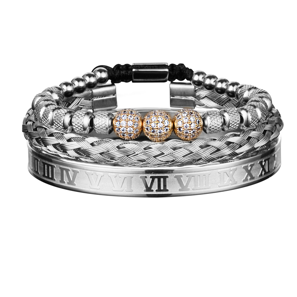 Hot Selling Diamond Set Stainless Steel Light Luxury Men's Bracelet - Image 8