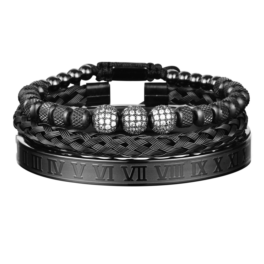 Hot Selling Diamond Set Stainless Steel Light Luxury Men's Bracelet - Image 9