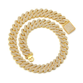 20MM Three Row Diamond Thick Chain Zinc Alloy Diamond Cuban Bracelet