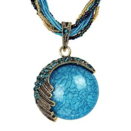 Bohemian Retro Ethnic Style Rice Beads Full Diamond Sweater Necklace