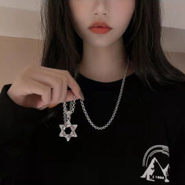 Hip Hop Six-pointed Star Sweater Chain Die-cast Alloy Long Necklace