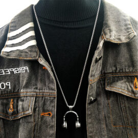 Retro Headphones Couple Style Hip Hop Art Necklace