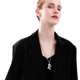 Popular Crown Micro Inlaid Zircon 26 English Letters Copper Necklace