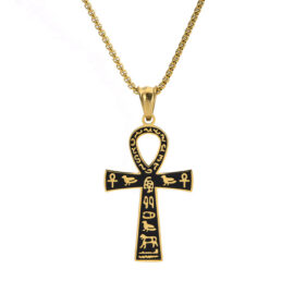 Men's Ancient Egyptian Symbol Ankh Cross Steel Necklace