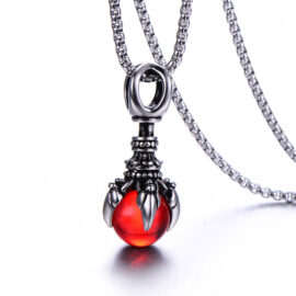 Stainless Steel Men's Vajra Glass Dragon Claw Necklace