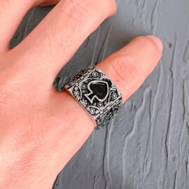 Creative Hip Hop Domineering Spade Heart Unisex Poker Ring